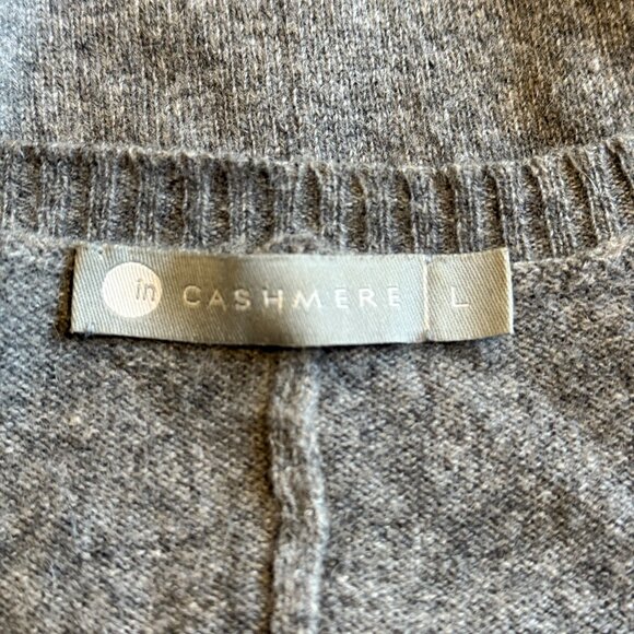InCashmere 100% cashmere Crewneck Sweater Topper Grey Pointell LARGE Oversize - Picture 4 of 12